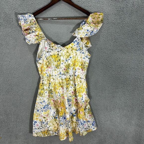 Wildfox Dress womens large yellow Flower Fields Pastel ruffle cottagecore boho - Picture 8 of 8